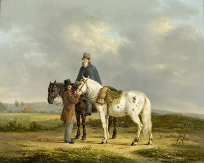 Anthony Oberman with Two Riders and Horses in a Landscape
