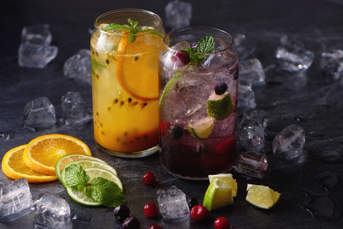 Orange and Berry Drinks with Citrus and Mint