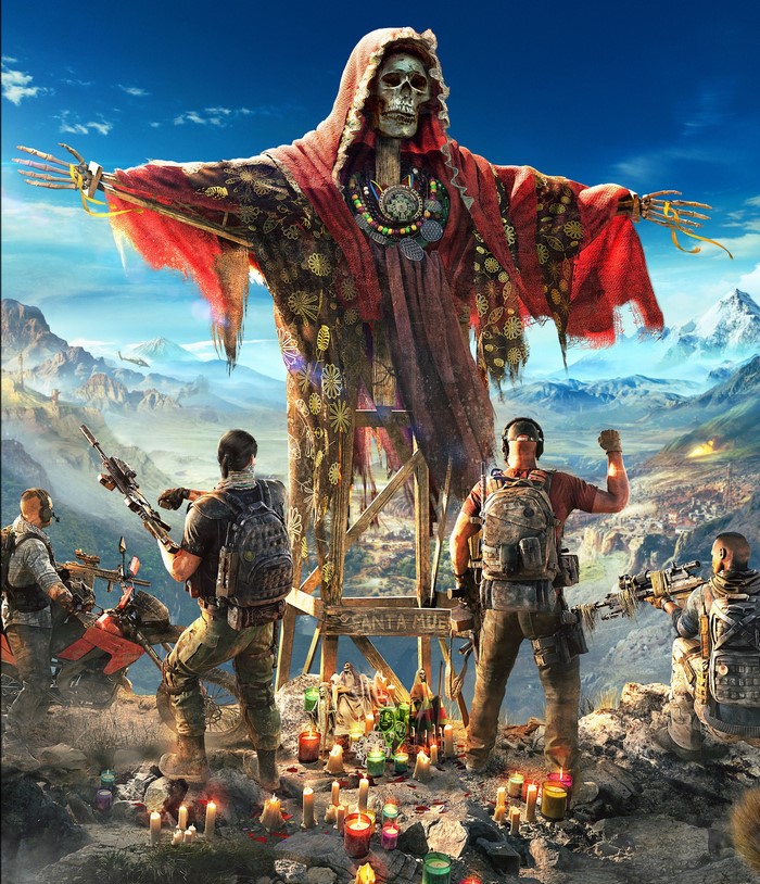 Ghost Recon Wildlands Santa Muerte statue and soldiers