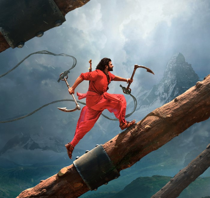 Prabhas from Baahubali 2: The Conclusion running on a log