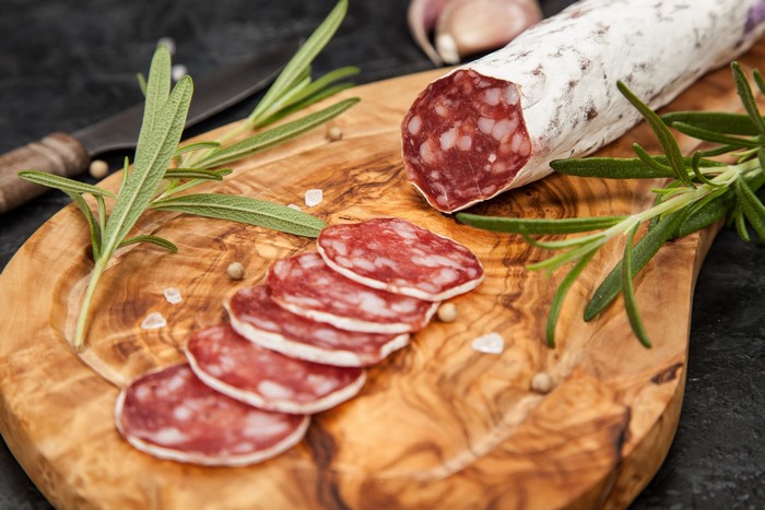 Sliced Salami Sausage with Rosemary and Garlic