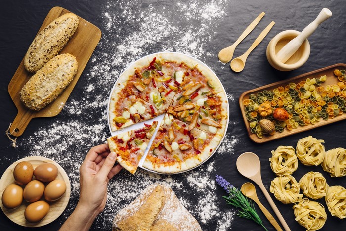 Pizza, Bread, Eggs, and Pasta Ingredients