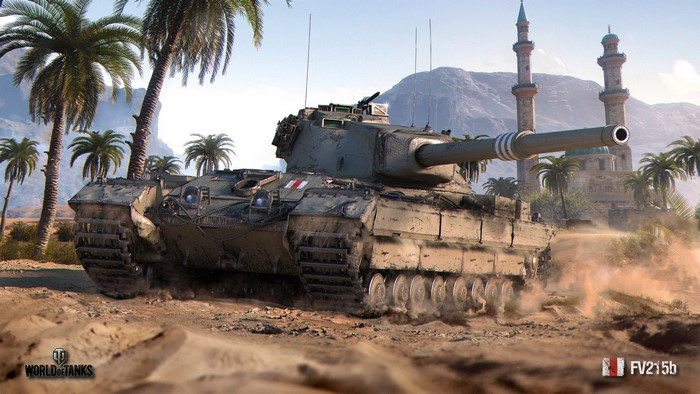 FV215b tank from World of Tanks in desert setting
