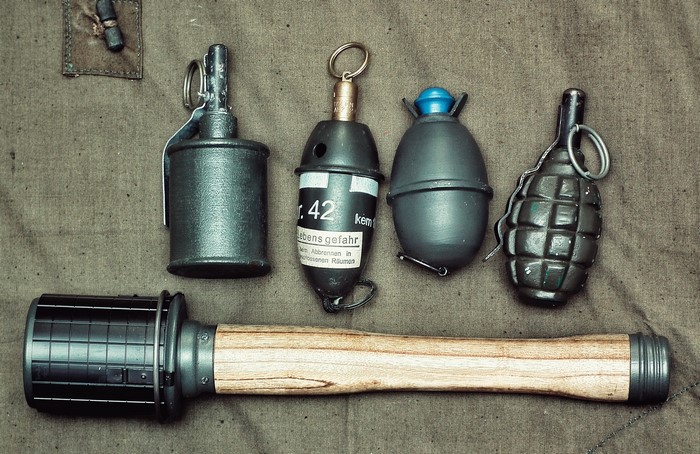 Collection of German and Russian grenades