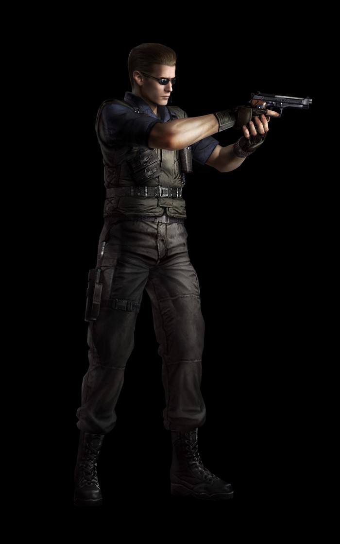 Albert Wesker from Resident Evil holding a pistol