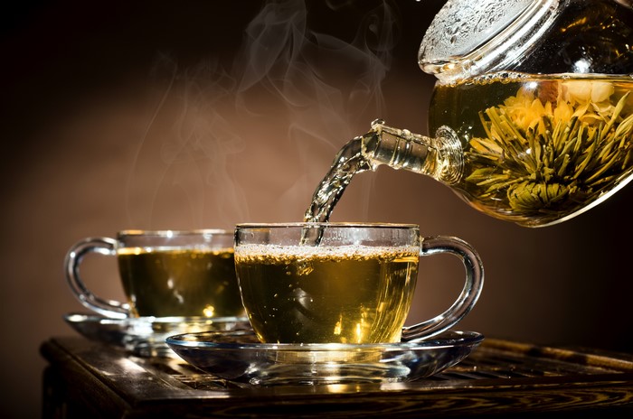 4K Tea Pouring into Cups from Kettle