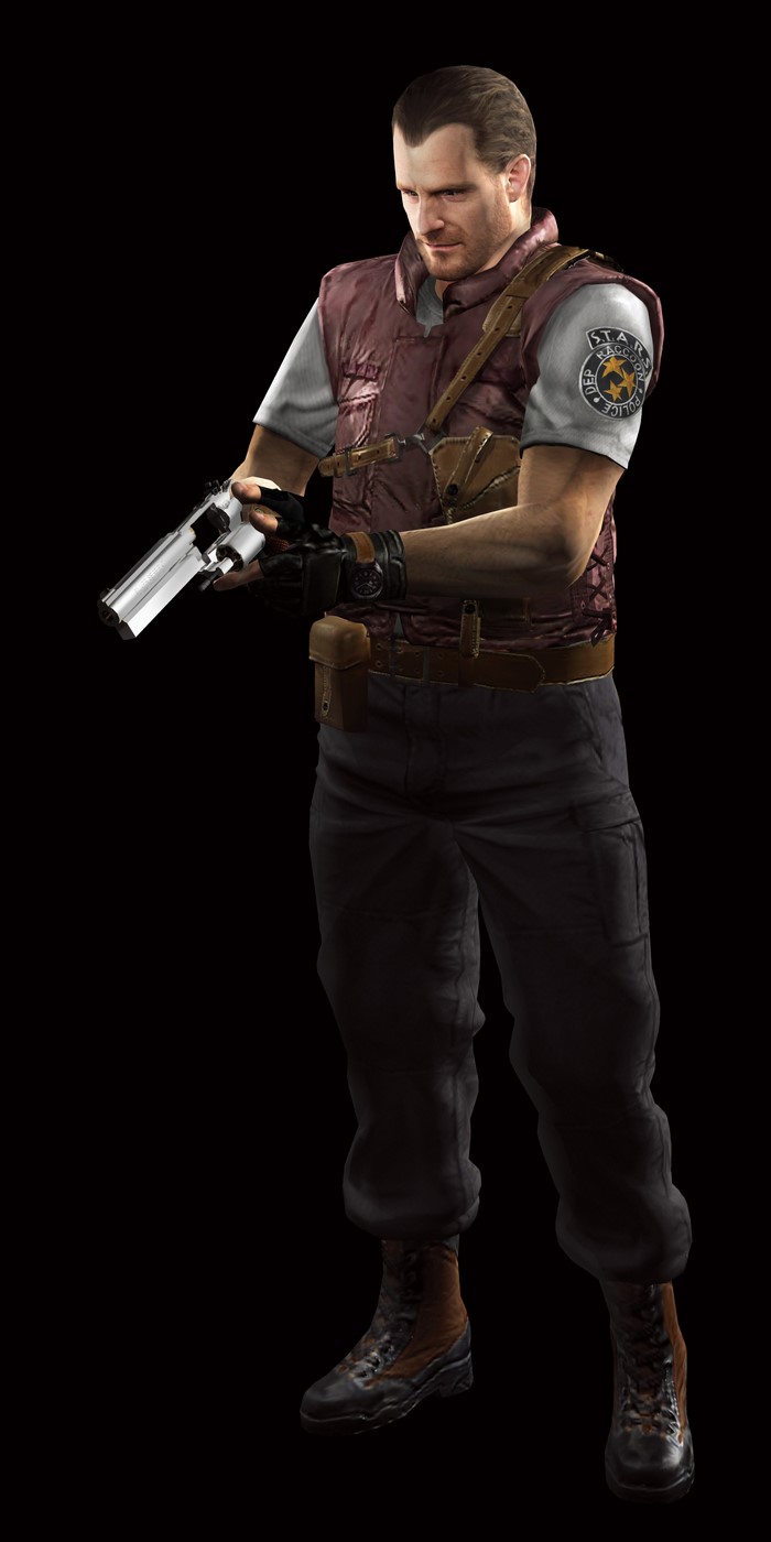 Barry Burton from Resident Evil holding a pistol