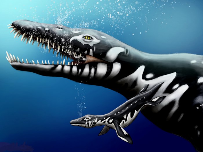 4K Liopleurodon underwater ancient animals