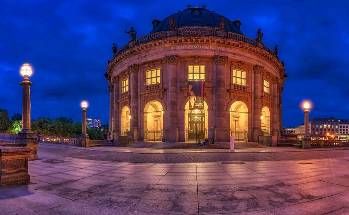 Bode Museum in Berlin, Germany at Dusk