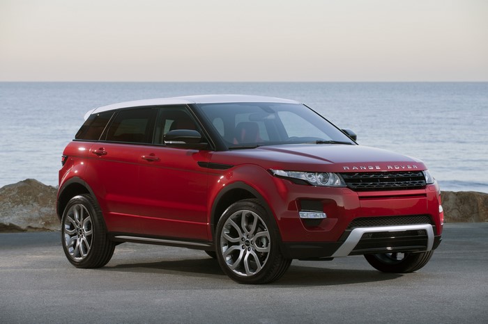 Red Range Rover Evoque by the Sea