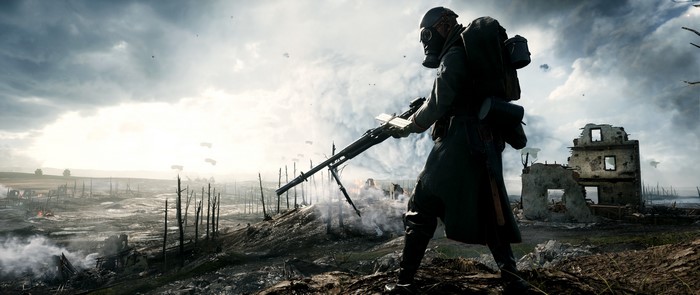 Soldier with rifle in Battlefield 1
