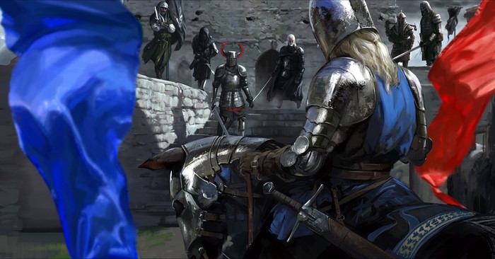 Knights in Armor with Flags