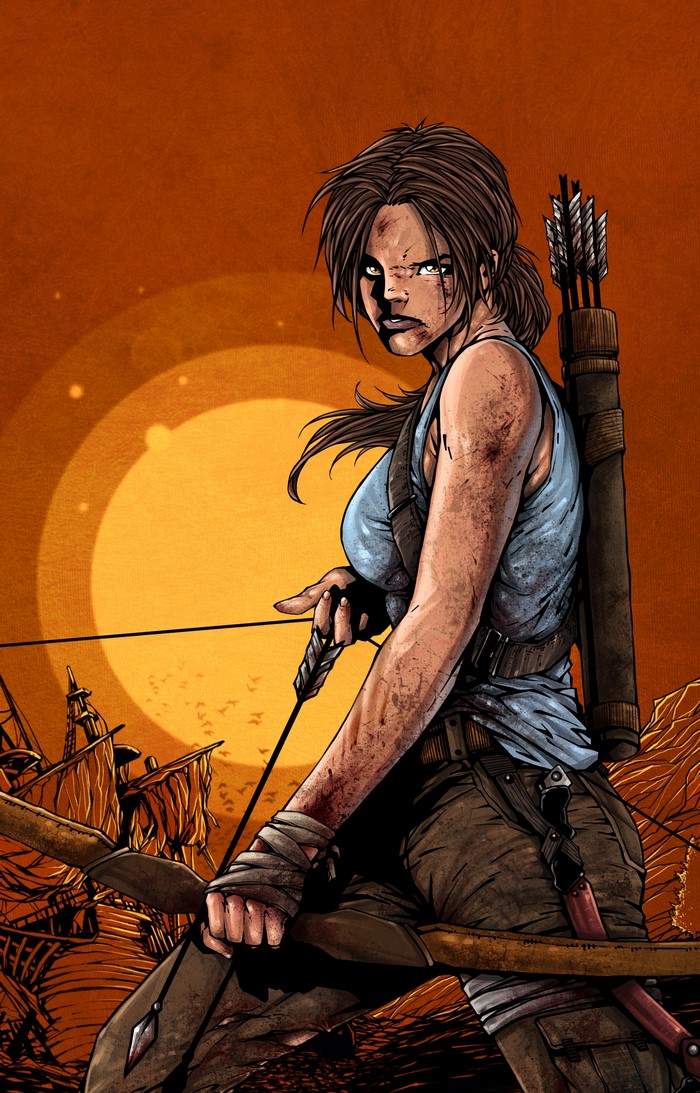 Lara Croft from Tomb Raider with bow and arrow