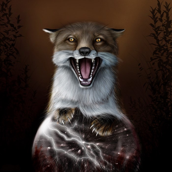 Fox with glowing orb and lightning