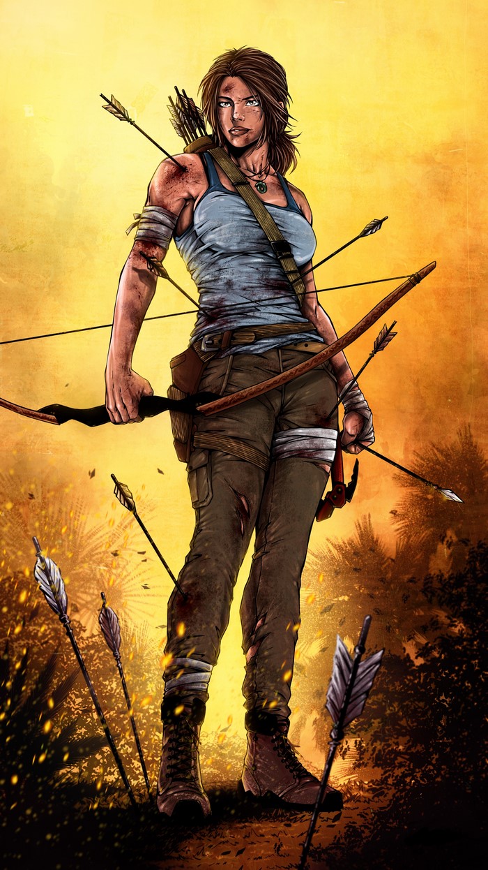 Lara Croft from Tomb Raider with bow and arrows
