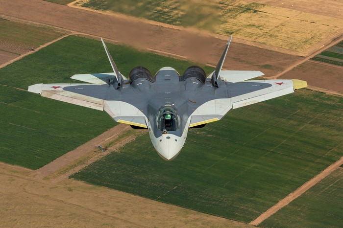 Sukhoi Su-57 Russian Stealth Fighter Jet in Flight