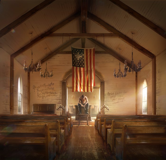 Far Cry 5 Church with American Flag