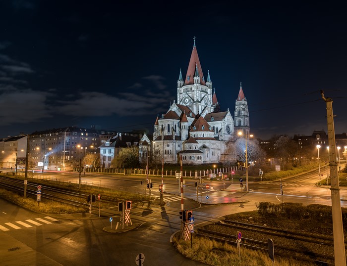 St. Francis of Assisi Church, Vienna at Night