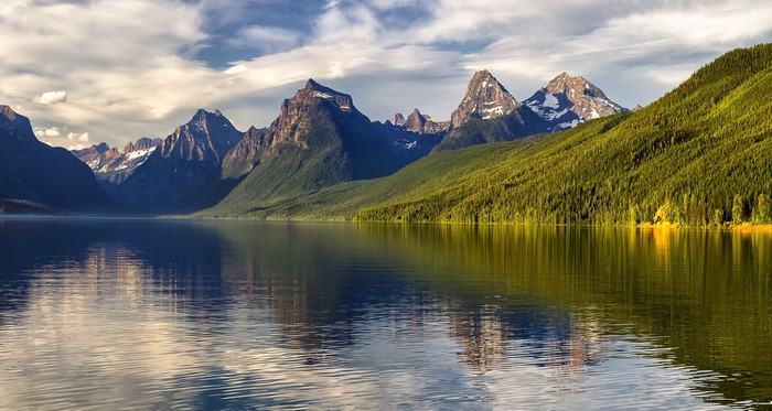 Lake McDonald Glacier National Park mountains and reflection