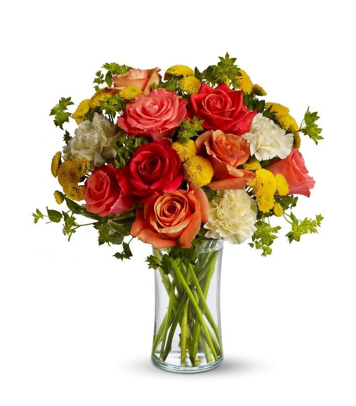 Roses, Carnations, and Chrysanthemums in a Vase