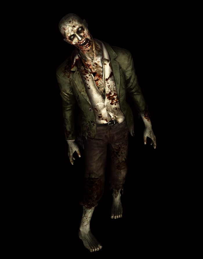Zombie from Resident Evil on black background
