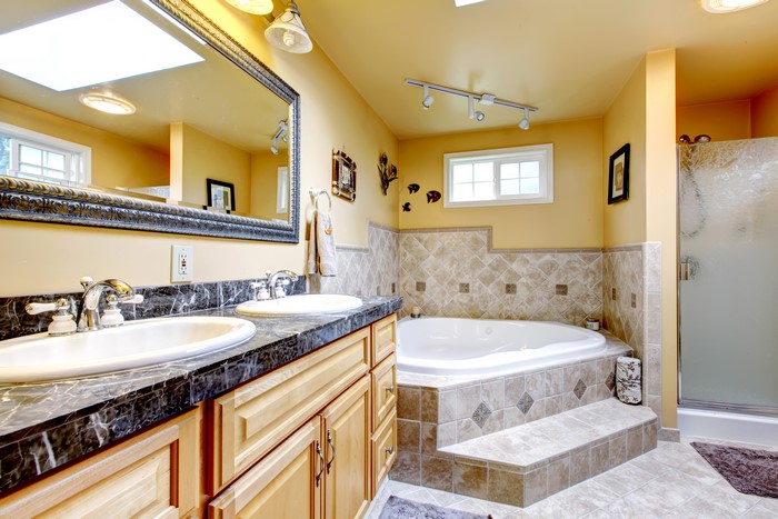 Bathroom with Double Vanity and Bathtub