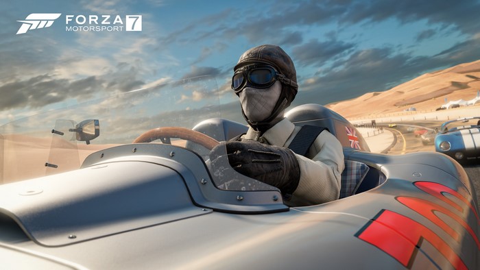 Forza Motorsport 7 racing driver in vintage gear