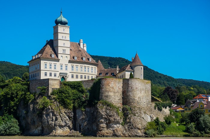 Schönbühel Castle on a cliff overlooking a river