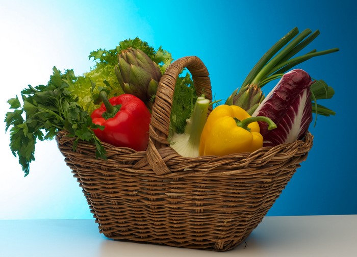 Vegetables in a wicker basket