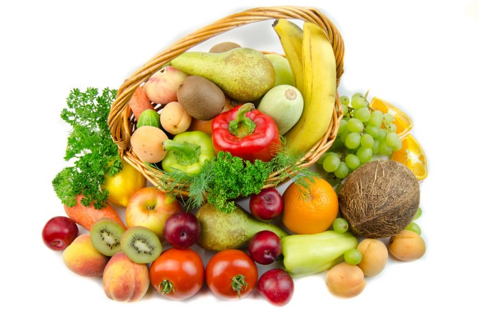4K Vegetables and Fruits in Wicker Basket