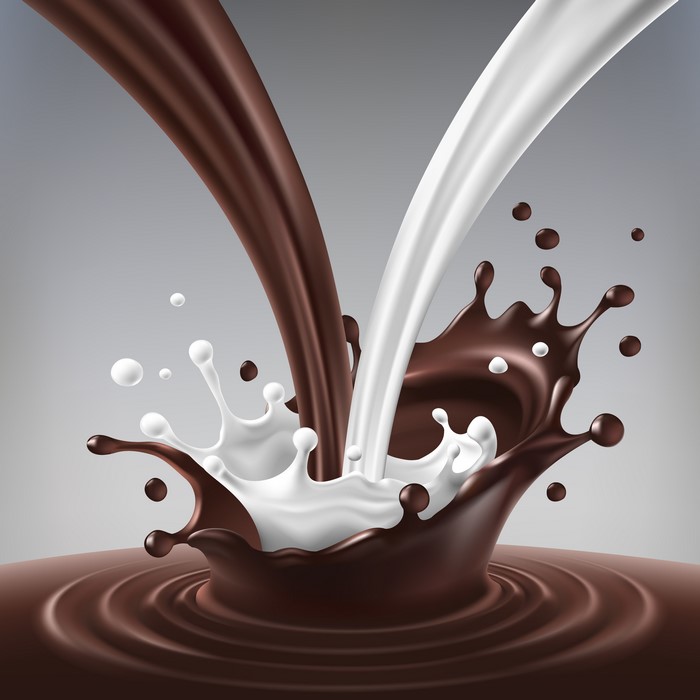 Chocolate and milk splashing