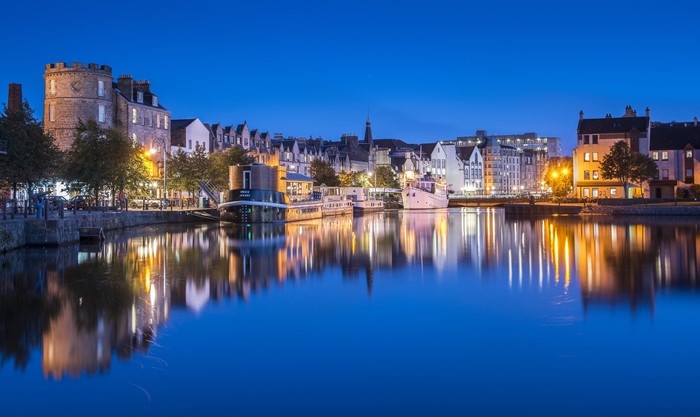 Edinburgh Scotland Riverfront at Dusk