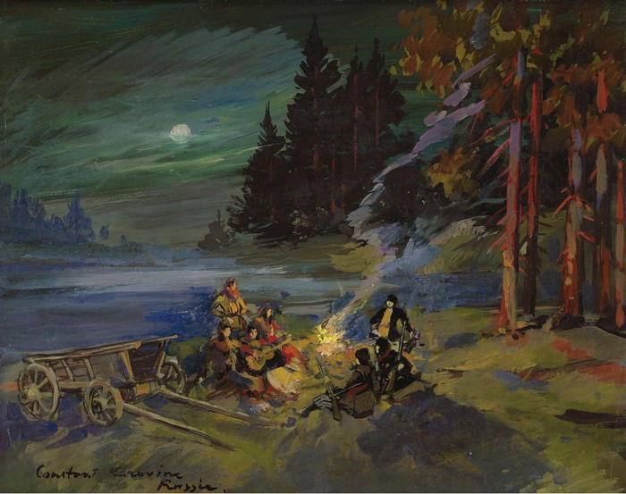 Constantin Korovin's Bonfire Scene at Night