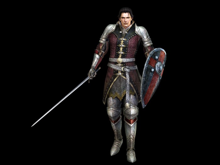 Magnus from Bladestorm holding a sword and shield