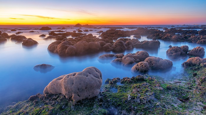 Porto Portugal Coast Stones Sunrise Sunset 4K