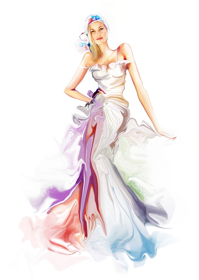 Painting of a woman in a white dress