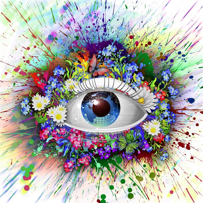 Creative Eye with Flowers and Butterflies