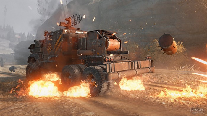Burning truck in Crossout game
