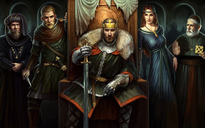 King on Throne with Advisors