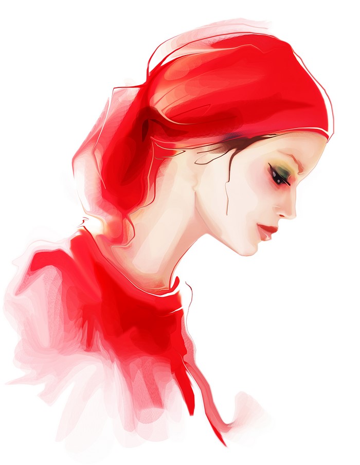 Painting Art of a Woman in Red