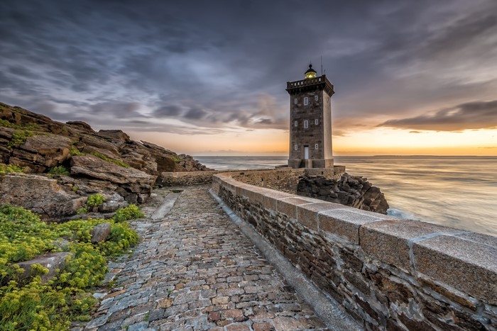 4K Lighthouse Kermorvan France Coast Sunset