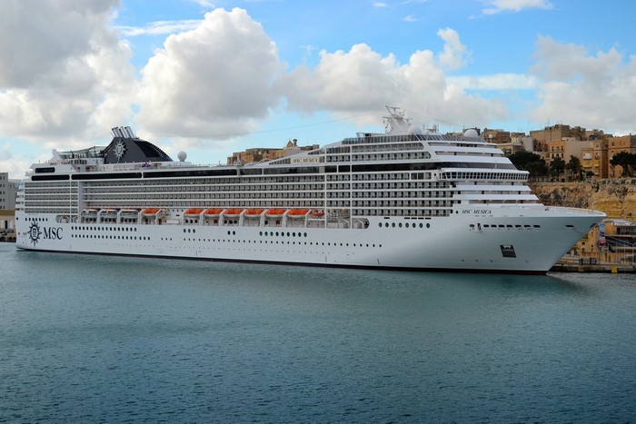 MSC Musica cruise liner docked in a harbor