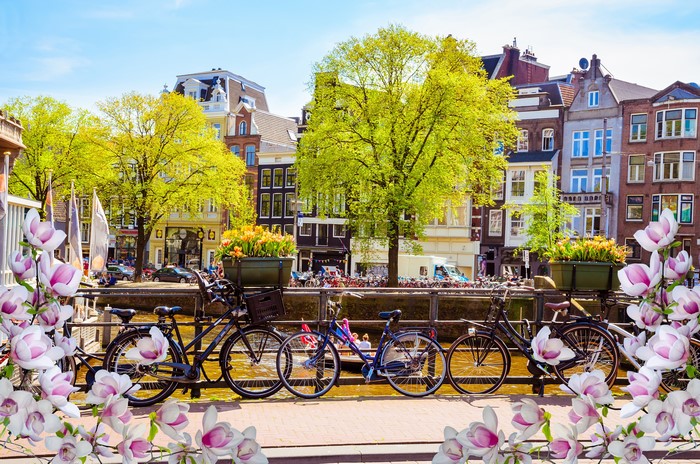 4K Amsterdam Netherlands Spring Bicycles