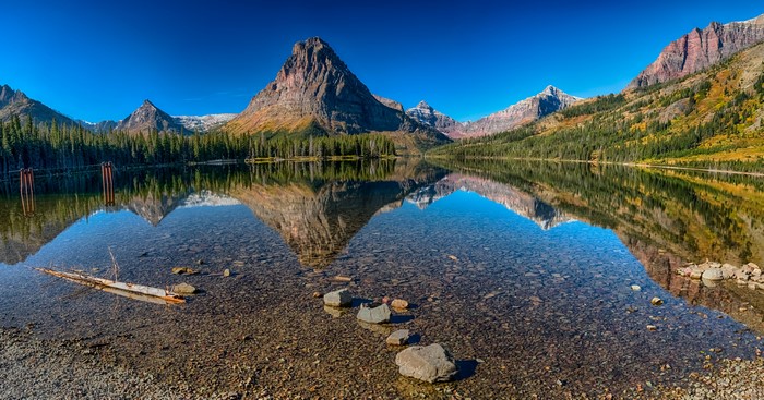 Medicine Lake Glacier National Park Mountains Reflection