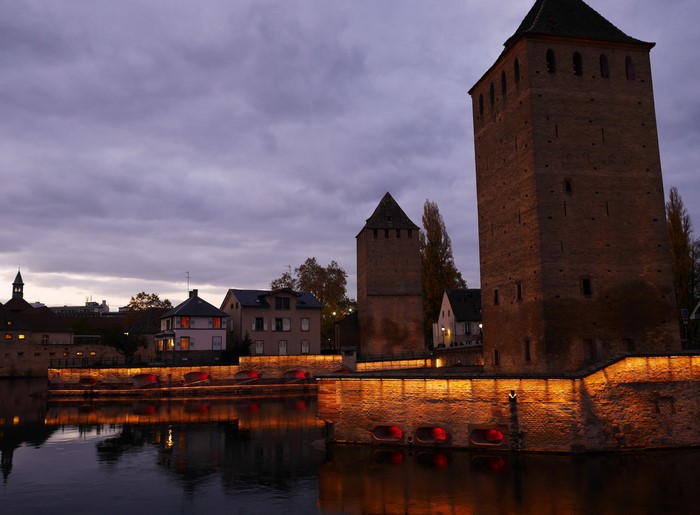 Ponts Couverts Strasbourg France at Night