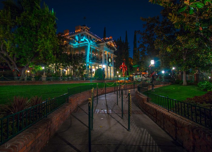 Haunted Mansion at Disneyland in Anaheim at Night