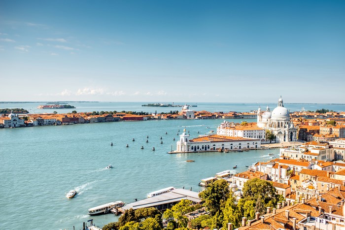 Venice cityscape with Grand Canal and Basilica di Santa Maria della Salute