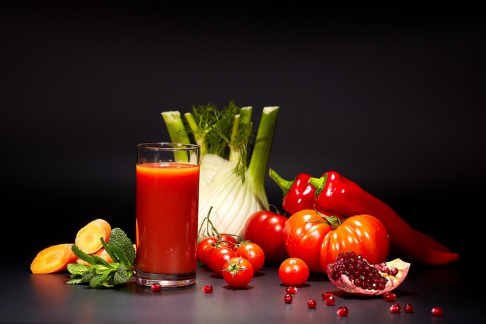 Vegetables and Juice in Highball Glass