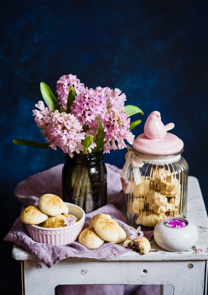 Still-life with Hyacinths, Pastries, and Bird Jar