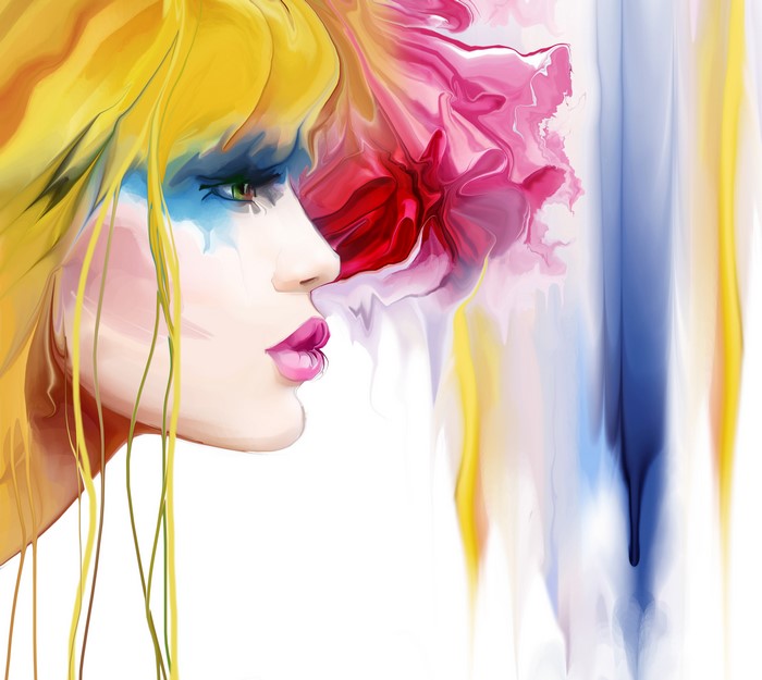 Painting Art of a Blonde Girl's Face